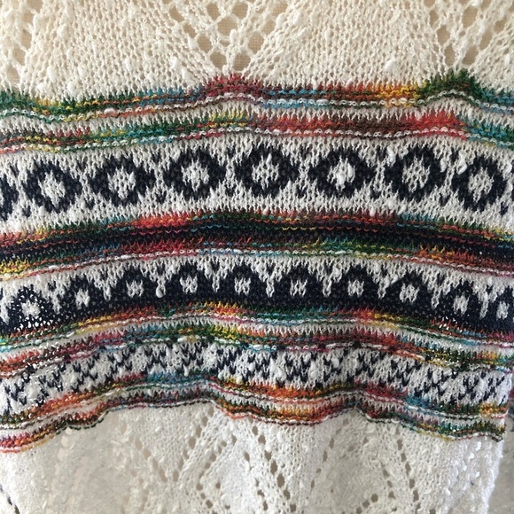 Molly bracken poncho cream/striped/tassels SZ L - Picture 5 of 9